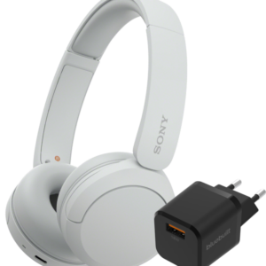 Sony WH-CH520 Wit + BlueBuilt Quick Charge Oplader met Usb A Poort 18W Zwart (6151116796777)