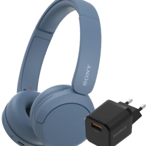 Sony WH-CH520 Blauw + BlueBuilt Quick Charge Oplader met Usb A Poort 18W Zwart (6151116793707)