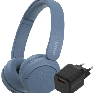 Sony WH-CH520 Blauw + BlueBuilt Quick Charge Oplader met Usb A Poort 18W Zwart (6151116793707)
